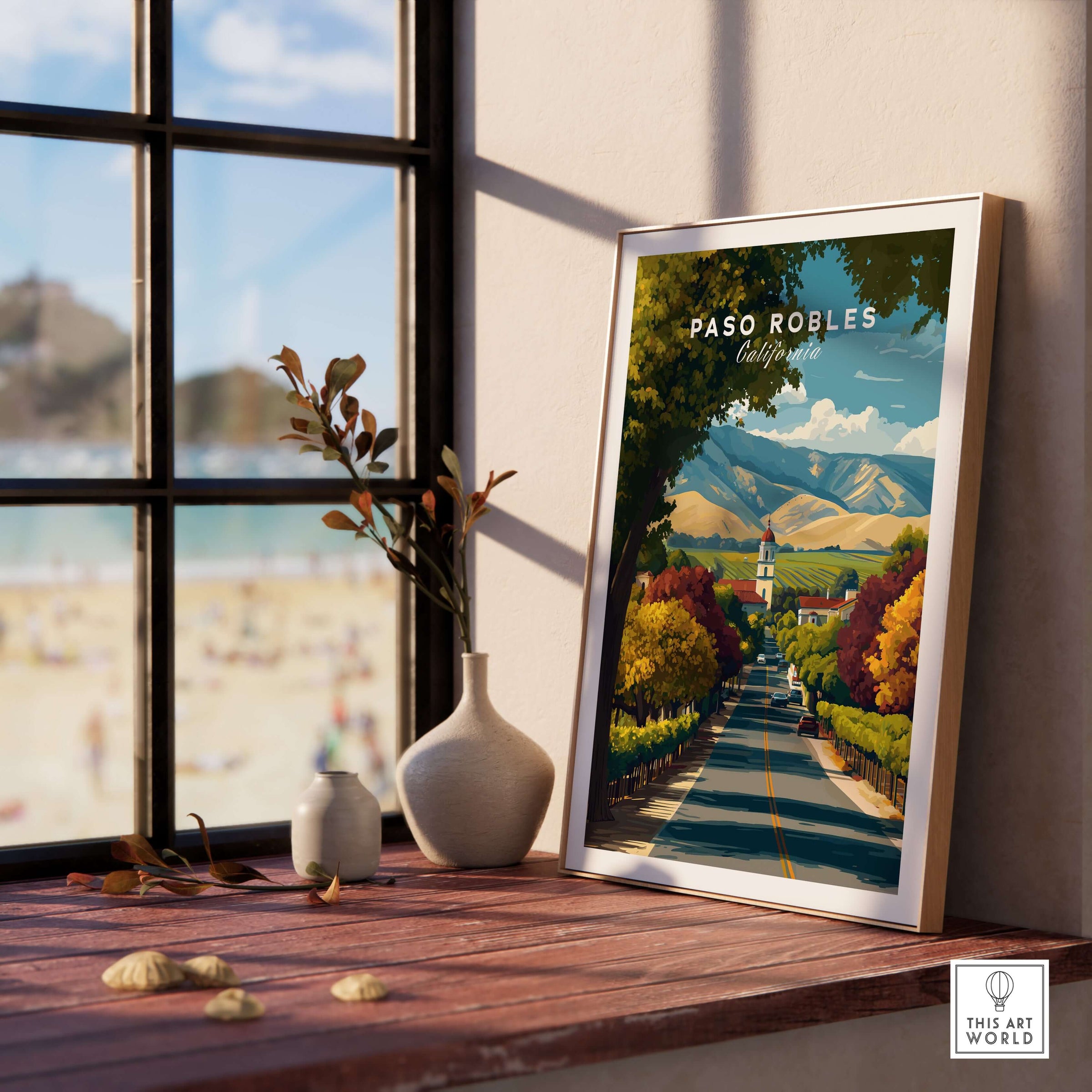Paso Robles Print | California Home Decor showcasing vibrant vineyards and landscapes in a sunny living space.