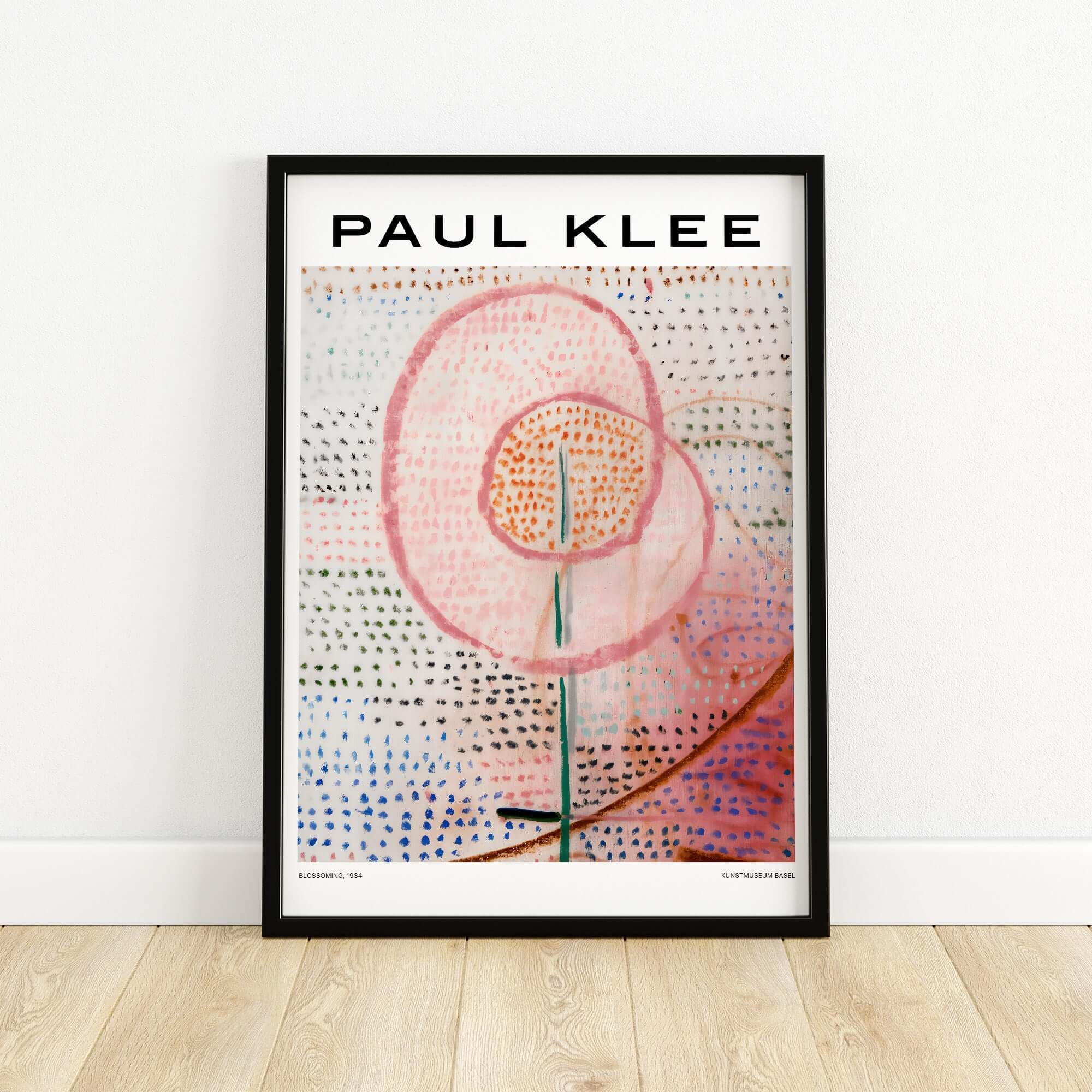Paul Klee Blossoming Abstract Floral Modern Poster Art Print Decor featuring a delicate pink flower design.
