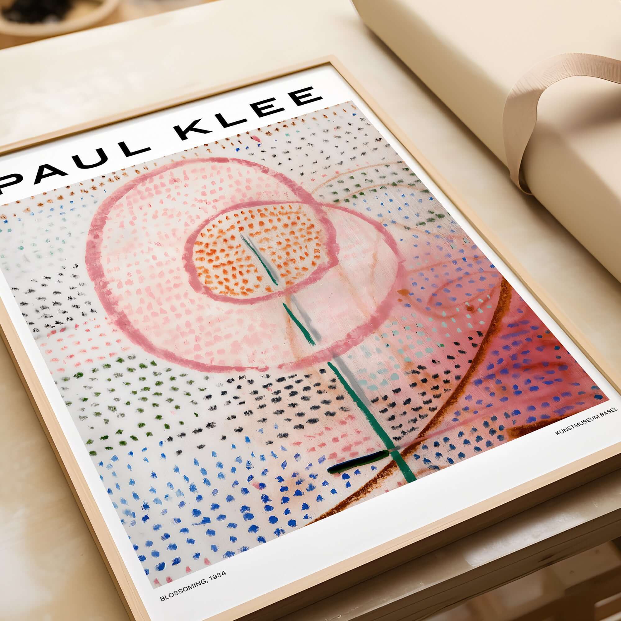 Paul Klee Blossoming Abstract Floral Modern Poster Art Print Decor featuring a delicate pink flower design.