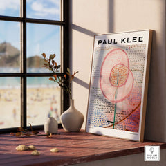 Paul Klee Blossoming Abstract Floral Modern Poster Art Print Decor displayed on a windowsill with natural light.