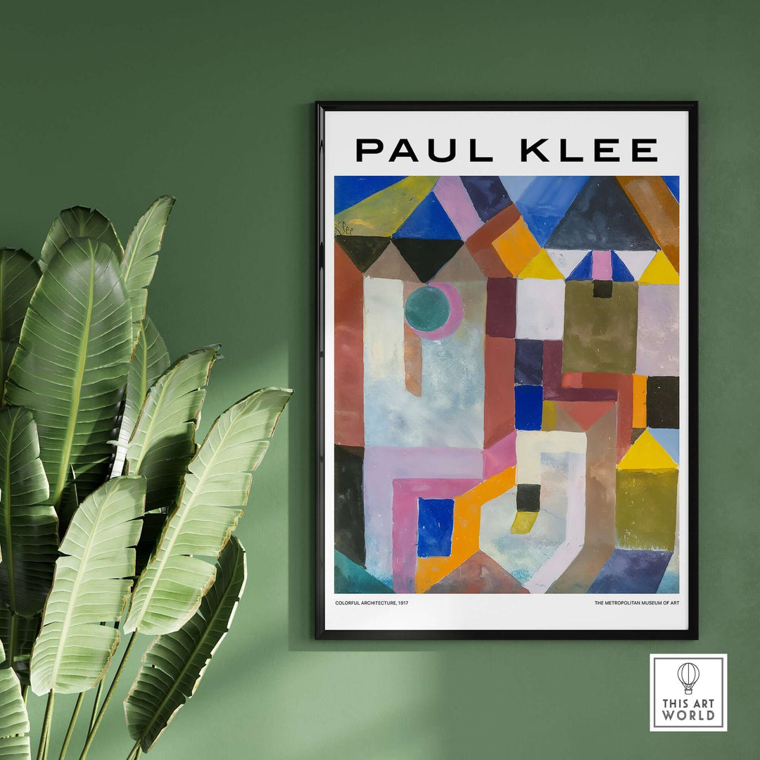 Paul Klee colorful abstract architecture poster art print with geometric shapes and vibrant colors.