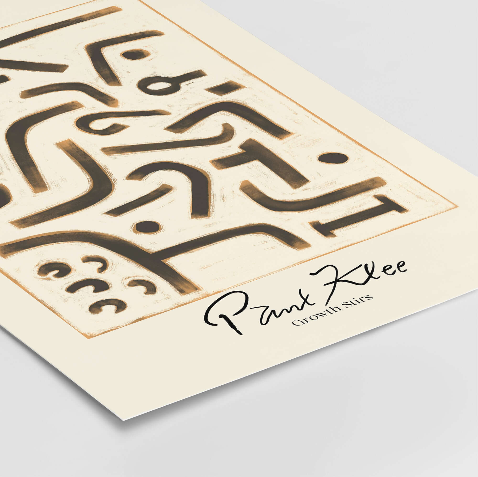 Paul Klee Growth Stirs Abstract Art Print Modern Poster Wall Decor featuring dynamic composition with dark lines and beige background.