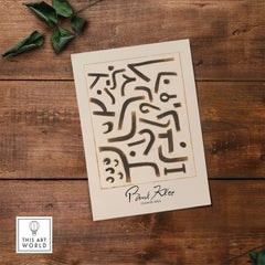 Paul Klee Growth Stirs Abstract Art Print Modern Poster Wall Decor displayed on wooden background.