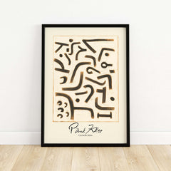 Paul Klee Growth Stirs Abstract Art Print Modern Poster Wall Decor displayed in a black frame on a white wall.