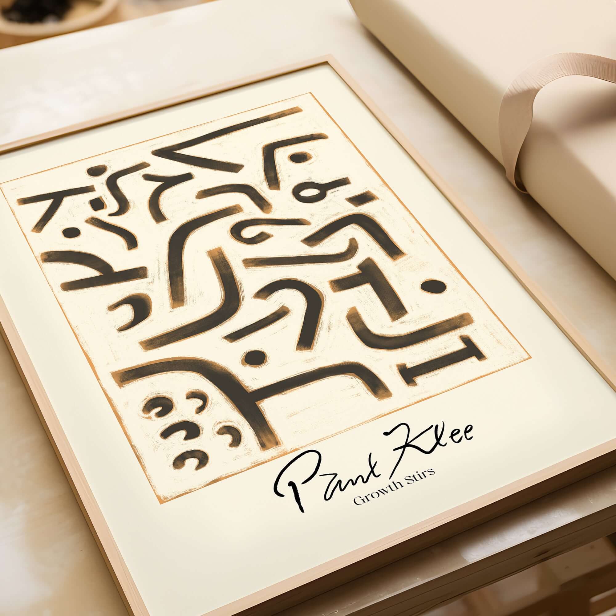 Paul Klee Growth Stirs Abstract Art Print Modern Poster Wall Decor displayed in a frame on a surface.