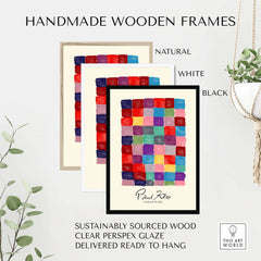 Paul Klee L univers De Klee Colorful Squares Abstract Grid Poster Art Print framed in handmade wooden frames.