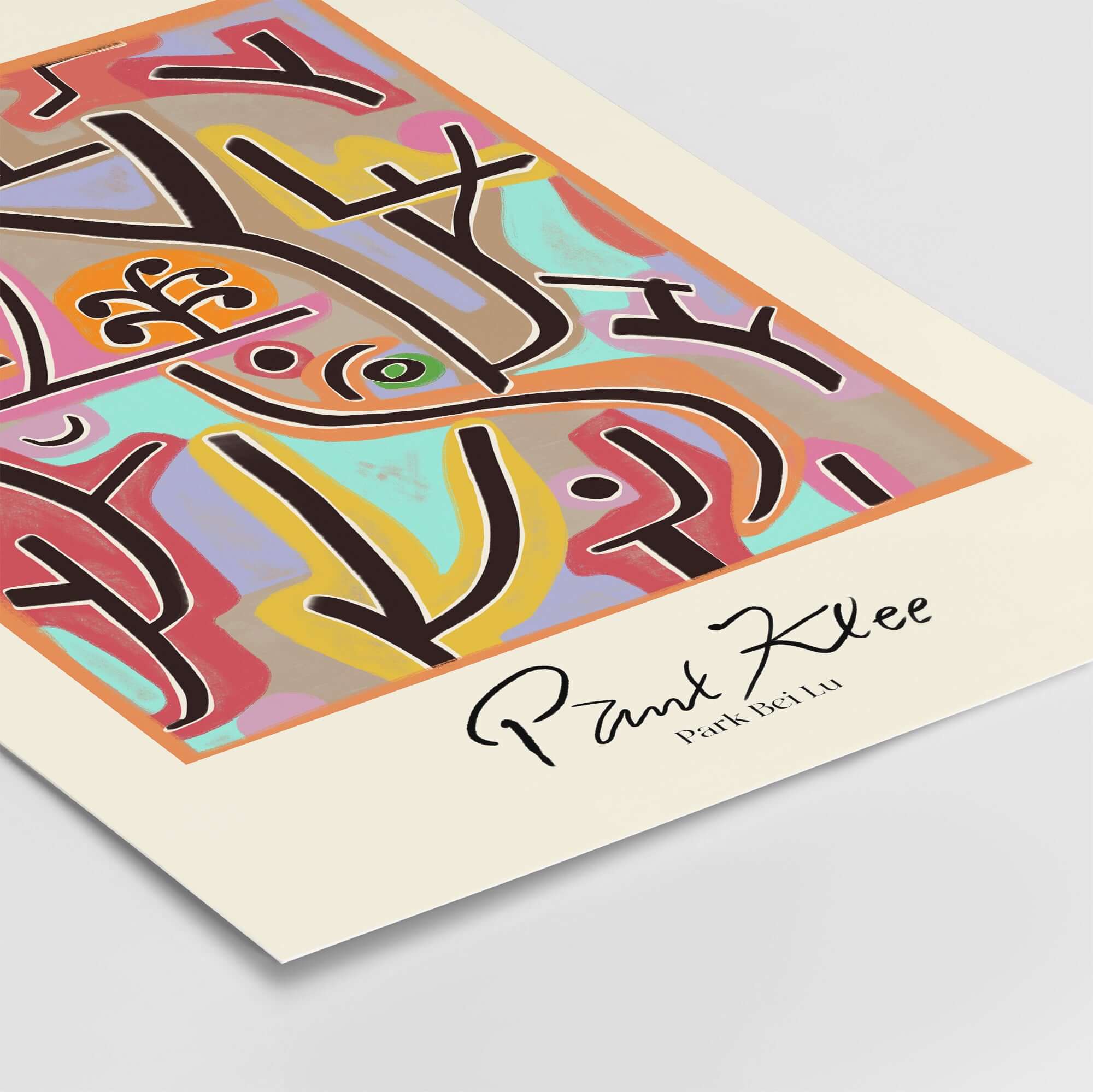 Paul Klee Park Bei Lu Colorful Abstract Landscape Poster Art Print featuring vibrant colors and stylized shapes.