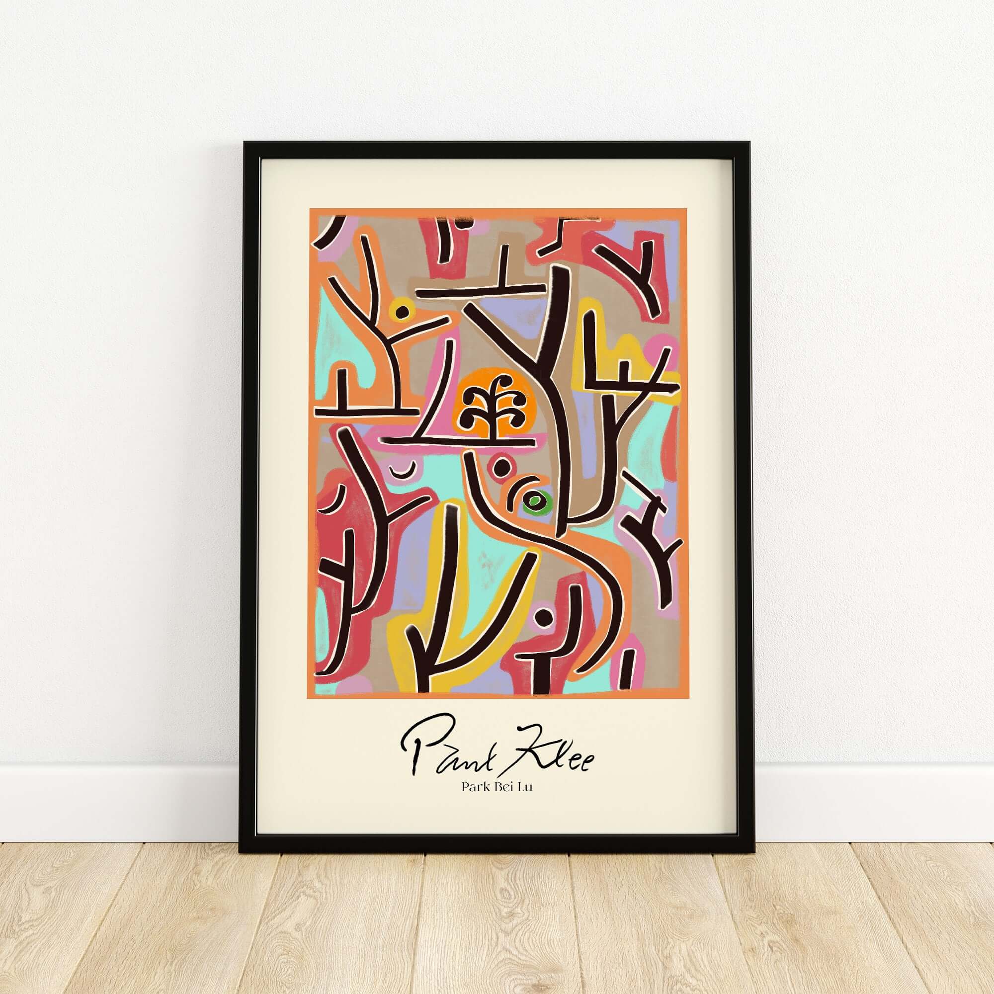 Paul Klee Park Bei Lu Colorful Abstract Landscape Poster Art Print featuring vibrant colors and abstract shapes.