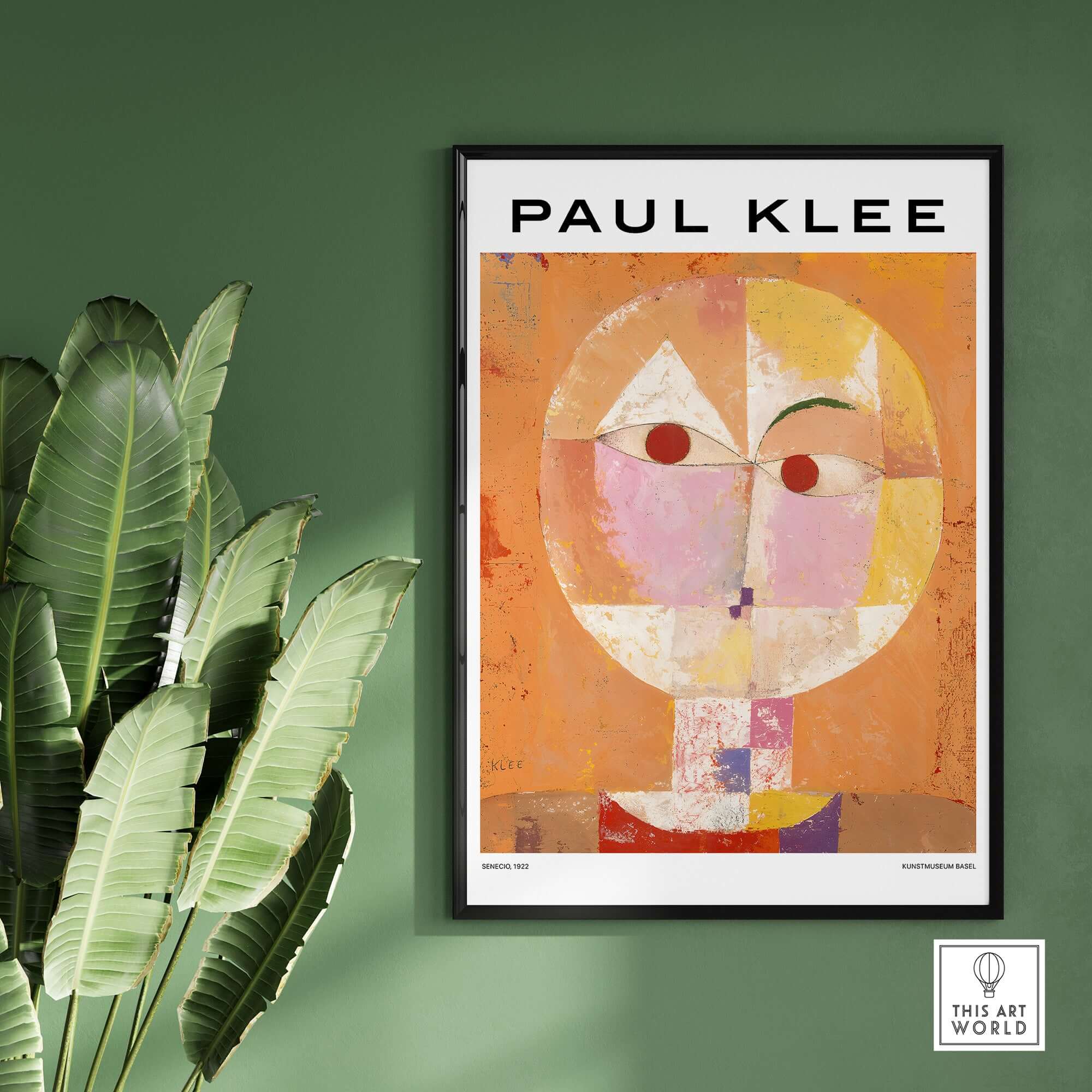Paul Klee Senecio Head of Man Abstract Portrait Poster Art Print featuring a vibrant stylized face.