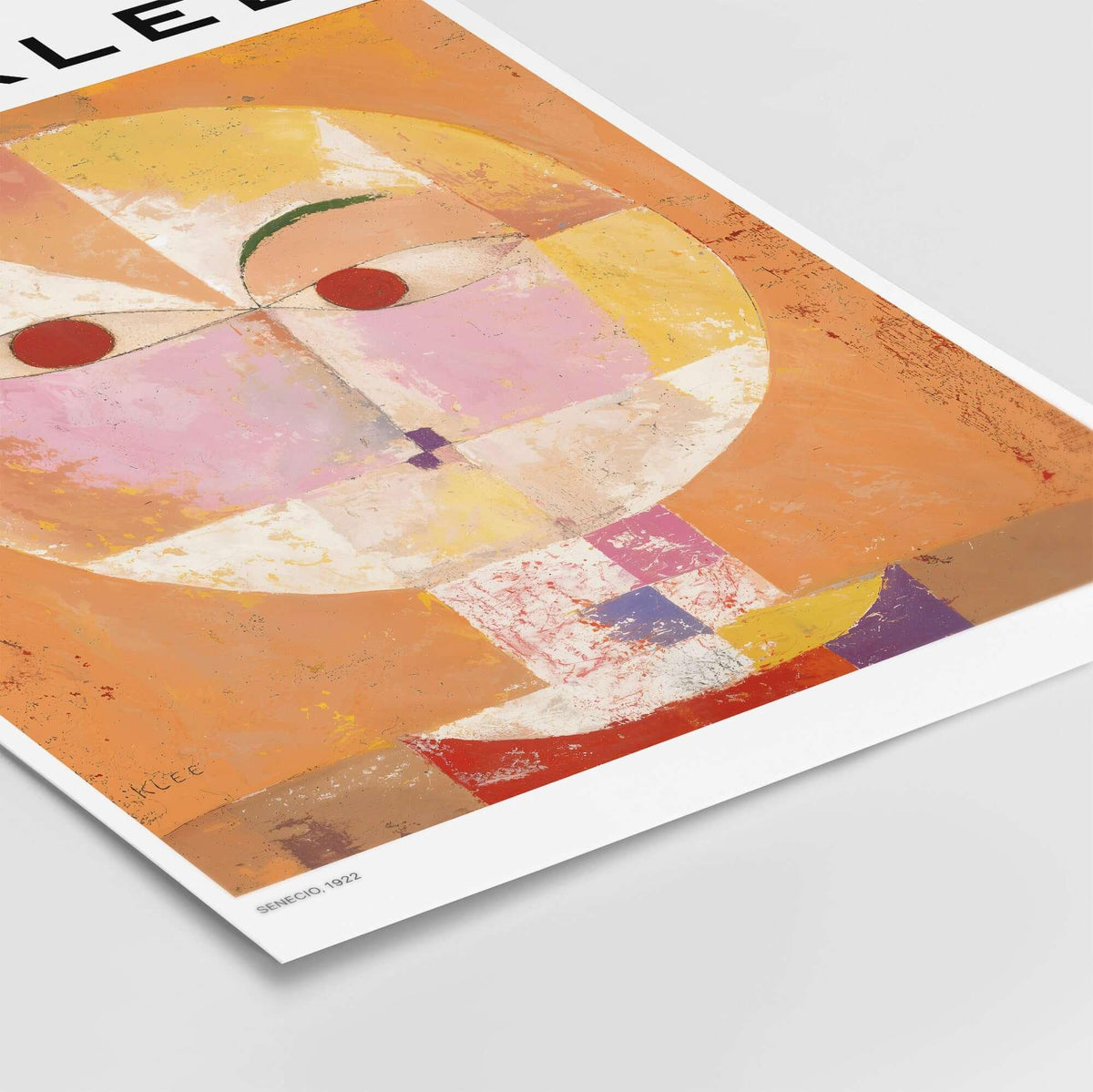 Paul Klee Senecio Head of Man Abstract Portrait Poster Art Print featuring warm colors and geometric shapes.
