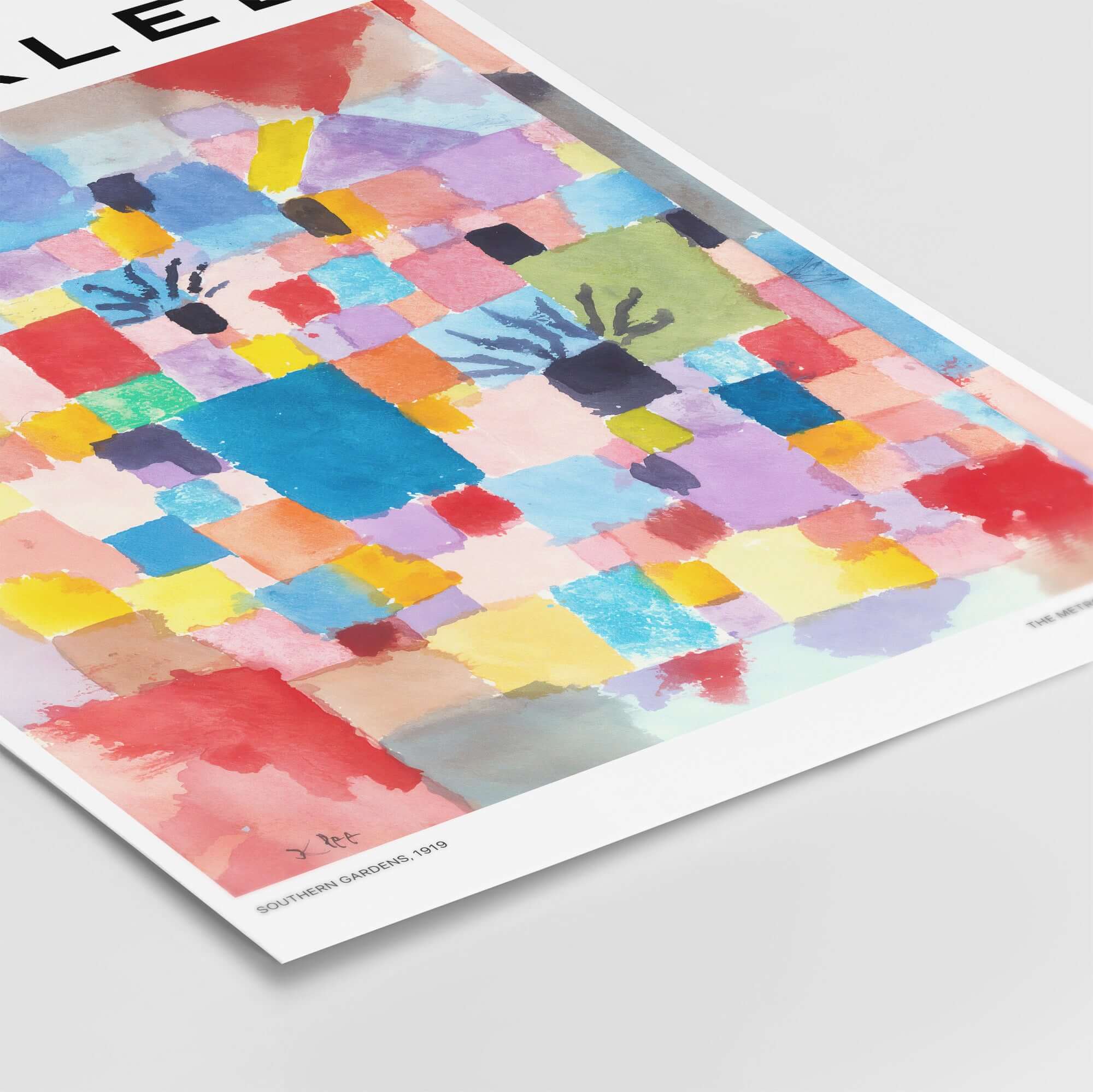 Paul Klee Southern Gardens Abstract Landscape Colorful Poster Art Print featuring vibrant watercolor squares and stylized plants.