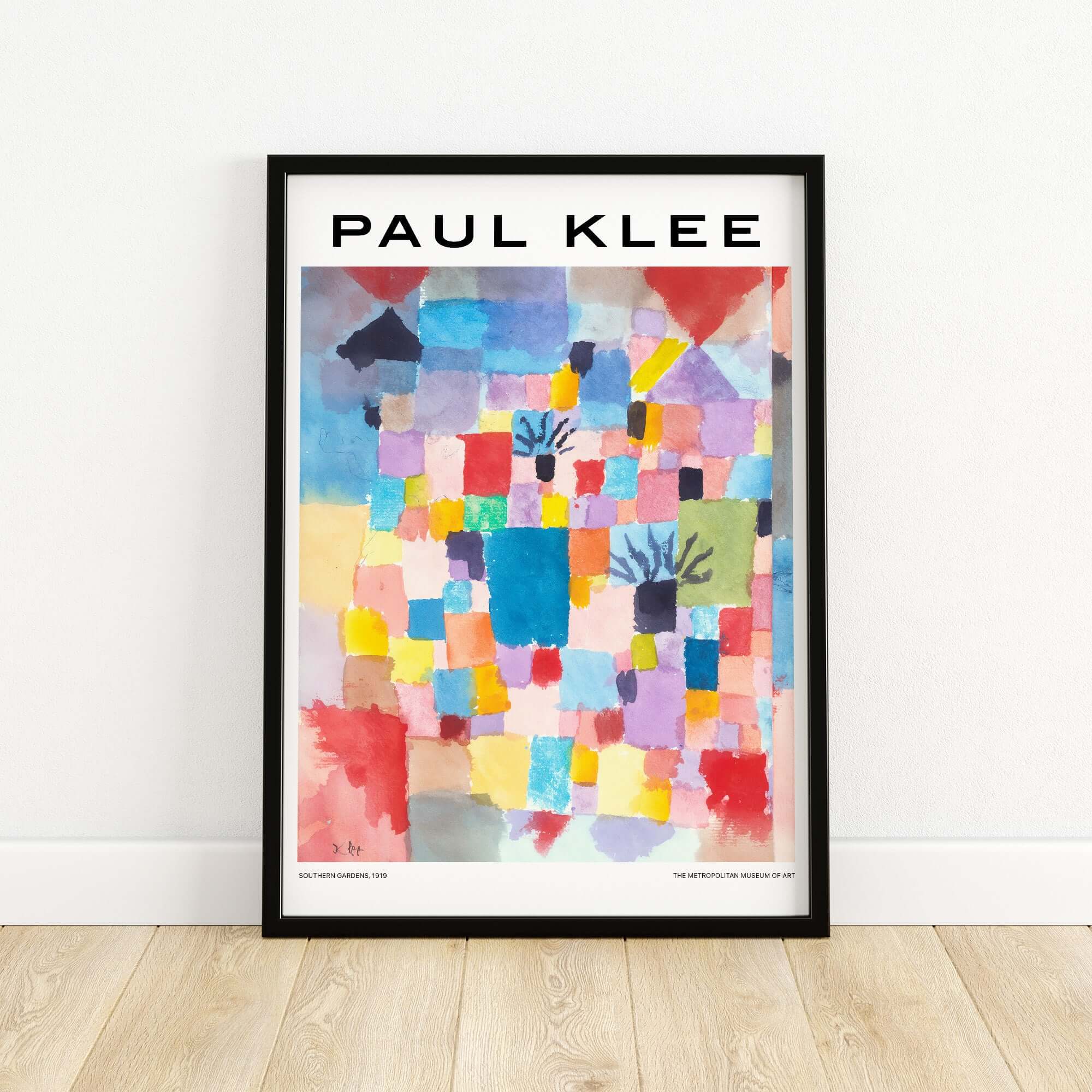 Paul Klee Southern Gardens Abstract Landscape Colorful Poster Art Print featuring a vibrant patchwork design.