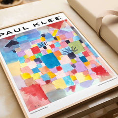 Paul Klee Southern Gardens Abstract Landscape Colorful Poster Art Print featuring vibrant watercolor squares and stylized motifs.