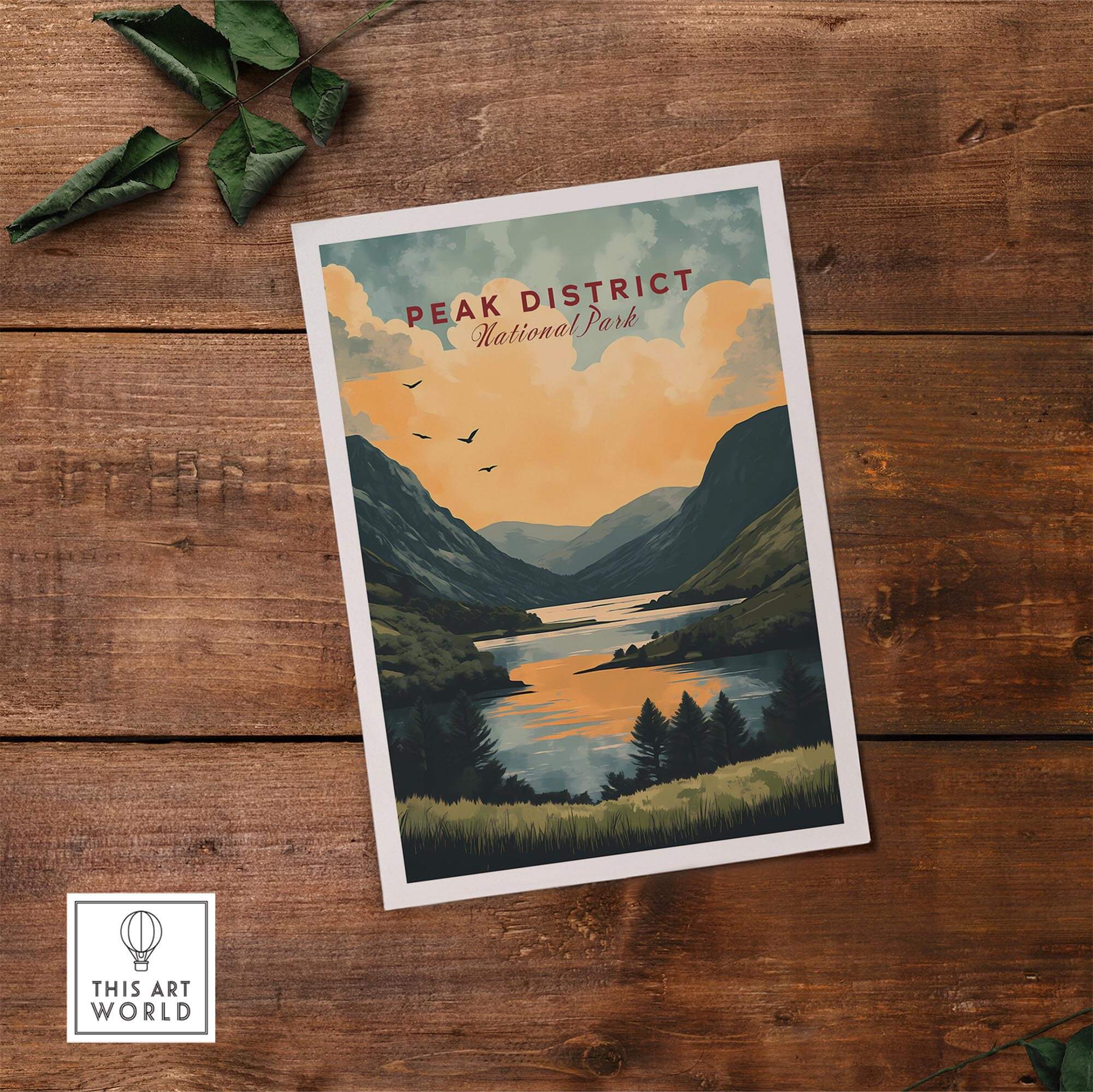 Peak District National Park Wall Art featuring serene landscapes and warm colors, perfect for nature lovers.