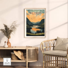 Peak District National Park Wall Art displayed in a stylish interior, showcasing natural beauty and tranquility.