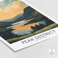 Peak District National Park Wall Art Print featuring a serene landscape scene.