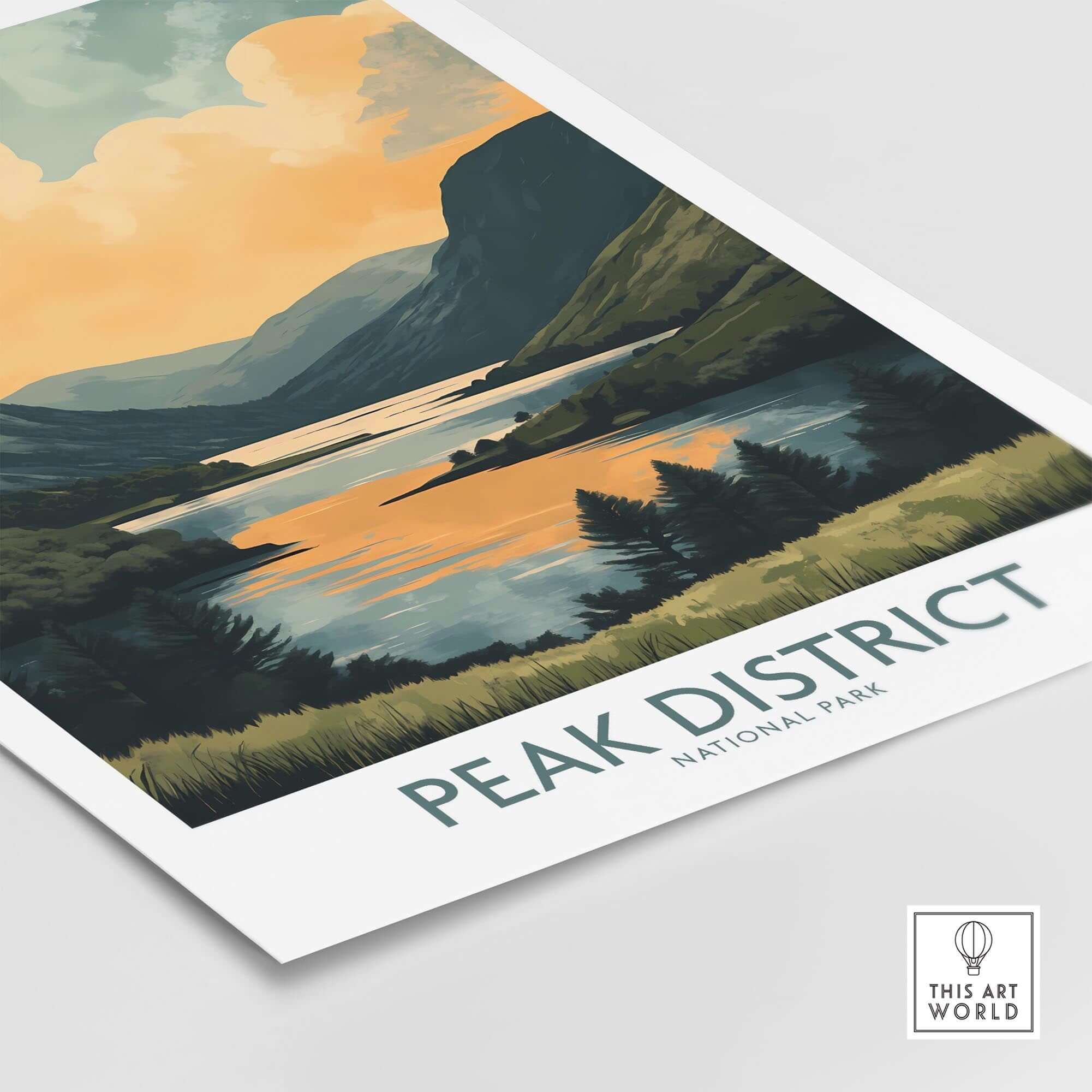 Peak District National Park Wall Art Print featuring a serene landscape scene.