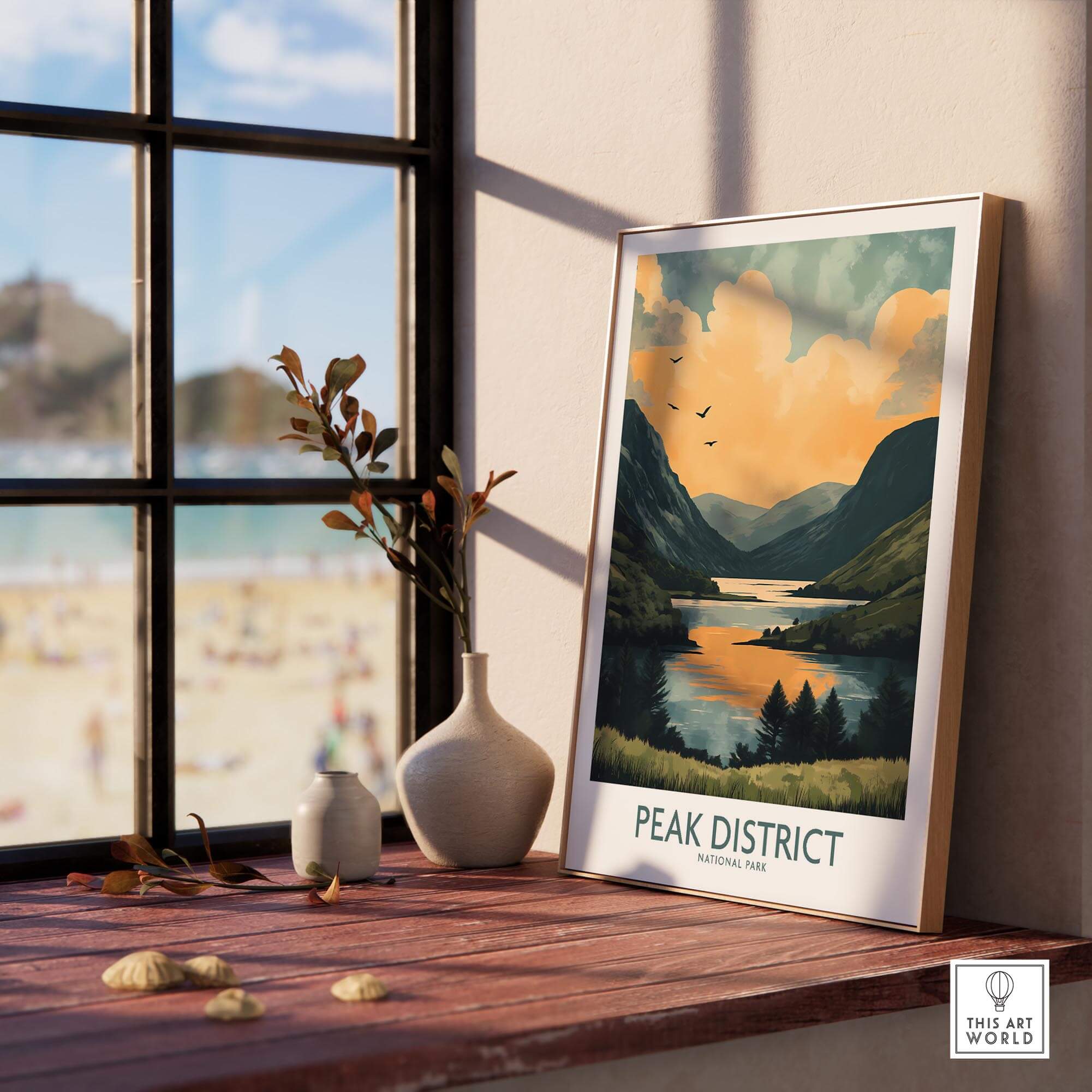 Peak District National Park Wall Art Print showcasing a serene landscape and nature-inspired decor.