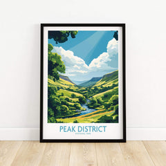 Peak District Travel Poster featuring a vibrant landscape of the Peak District National Park.