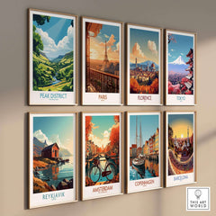 Peak District Travel Poster showcasing stunning landscape art among other travel posters