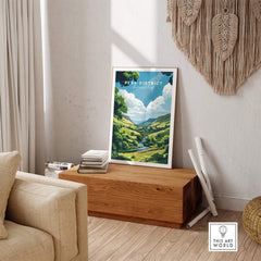 Peak District Travel Print showcasing vibrant colors and breathtaking views of the countryside.