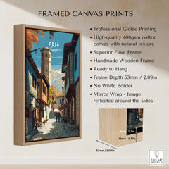 Peja Canvas Print | Balkan City Wall Art showcasing framed print details and vibrant urban scenery.