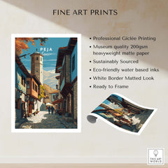 Peja Canvas Print | Balkan City Wall Art featuring a picturesque street scene from Peja in Kosovo.