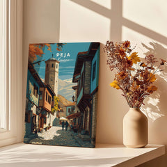 Peja Canvas Print | Balkan City Wall Art showcasing the charming streets of Peja, Kosovo with rich architectural heritage.
