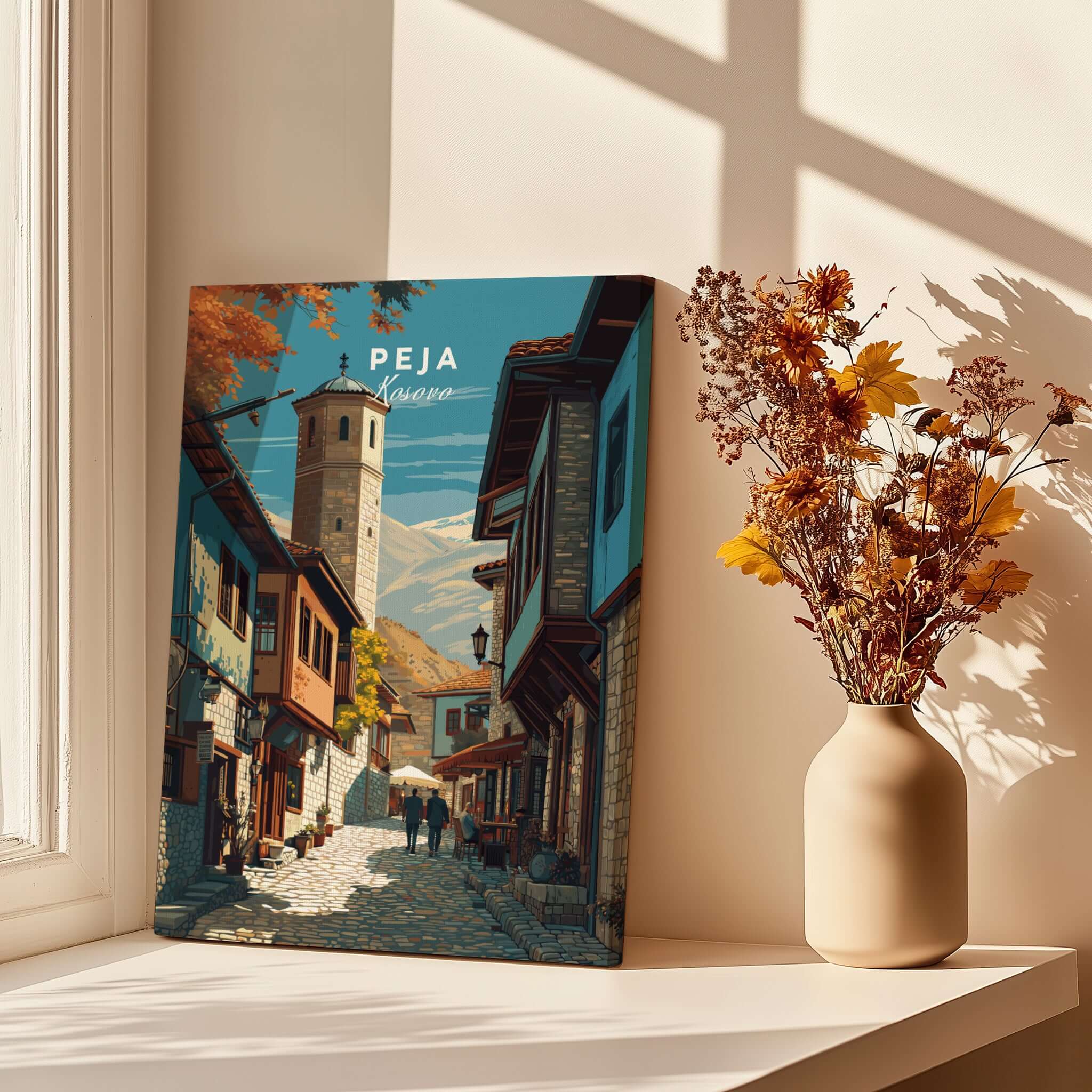 Peja Canvas Print | Balkan City Wall Art showcasing the charming streets of Peja, Kosovo with rich architectural heritage.