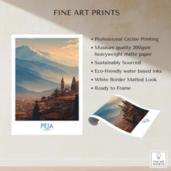 Peja Kosovo Mountain Town Art Print | Rugova Valley Panorama Poster showcasing professional Giclée printing and museum-quality paper.