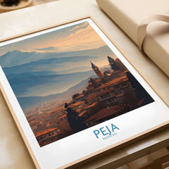 Peja Kosovo Mountain Town Art Print | Rugova Valley Panorama Poster featuring scenic landscape and mountain view.