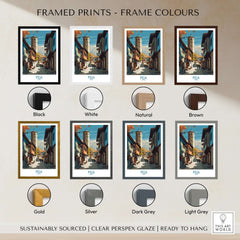 Peja Kosovo Old Town Street Art Print | Historic Tower View Poster framed print color options display