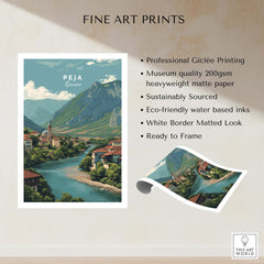 Peja Rugova Gorge Canvas Print | Balkan Landscape Decor showcasing a stunning Balkan landscape with mountains and river.