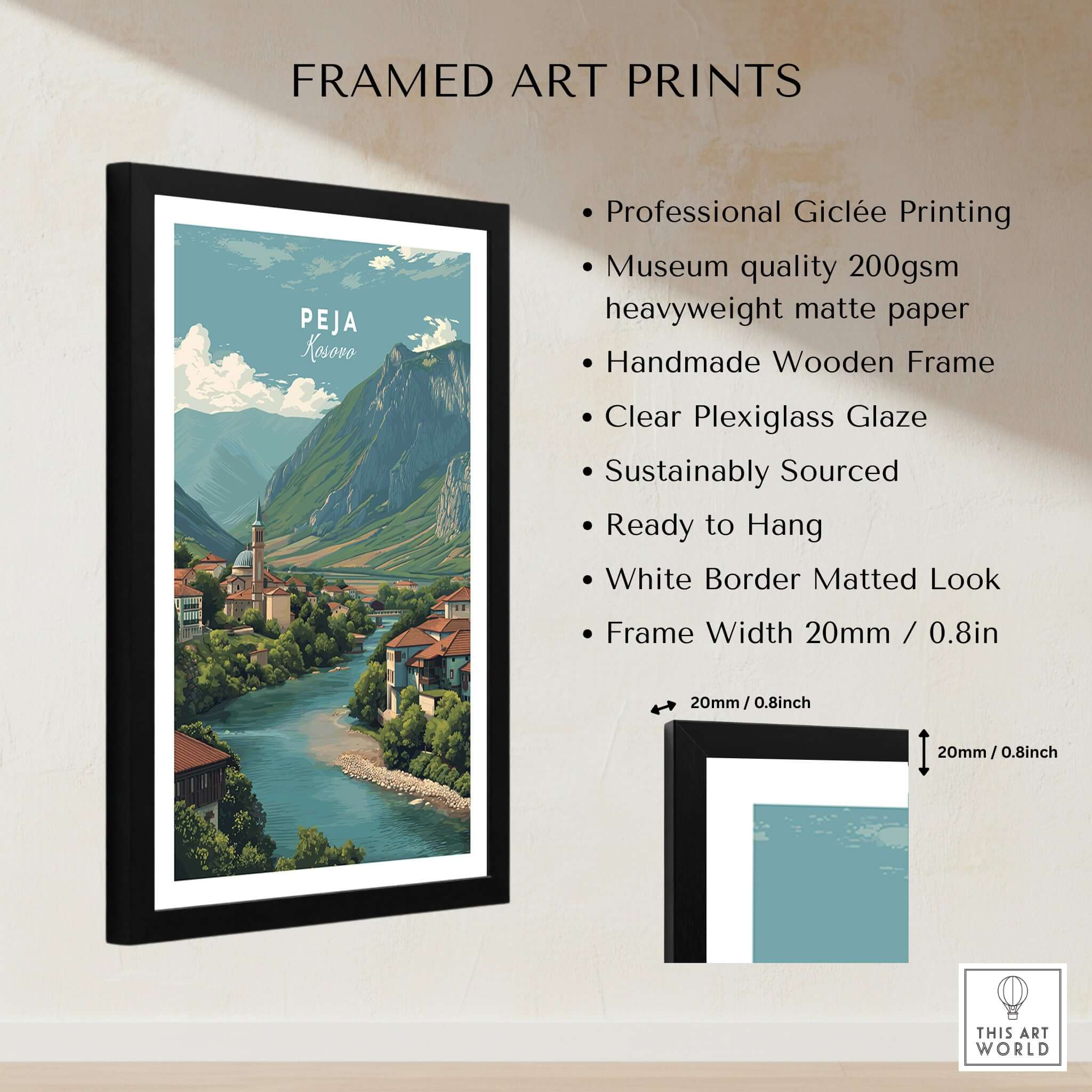 Peja Rugova Gorge Canvas Print | Balkan Landscape Decor framed art print showcasing the beauty of nature.