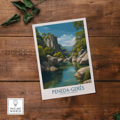 Peneda-Gerês Portugal Art Print | River Valley Landscape Poster showcasing serene river valleys in Portugal.