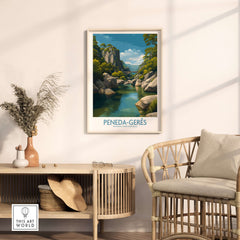 Peneda-Gerês Portugal Art Print | River Valley Landscape Poster in a stylish living room setting.