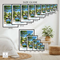Peneda-Gerês Portugal Art Print | National Park Nature Poster size guide showcasing various print dimensions.