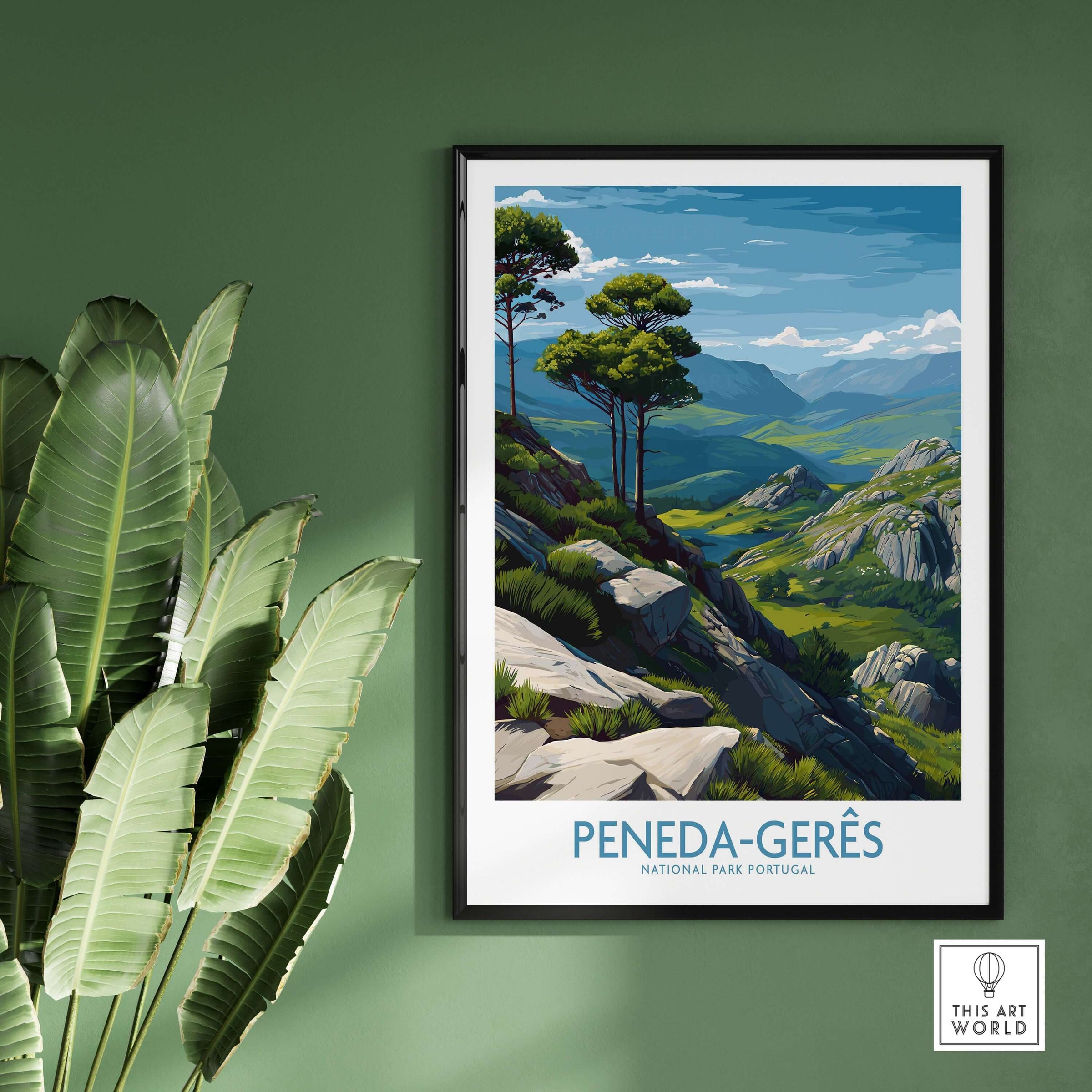 Peneda-Gerês Portugal Art Print | Rocky Landscape Poster featuring rocky mountains and trees in Peneda-Gerês National Park.