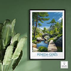 Peneda-Gerês Portugal Art Print | National Park Nature Poster displayed in a room with greenery and natural light.