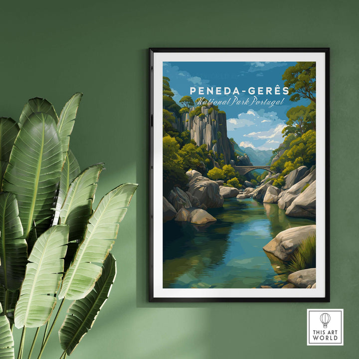 Peneda-Gerês Portugal Print | Mountain Park Wall Decor featuring colorful landscape of the park's river and cliffs.
