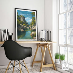 Peneda-Gerês Portugal Print | Mountain Park Wall Decor showcased in a modern office setting.