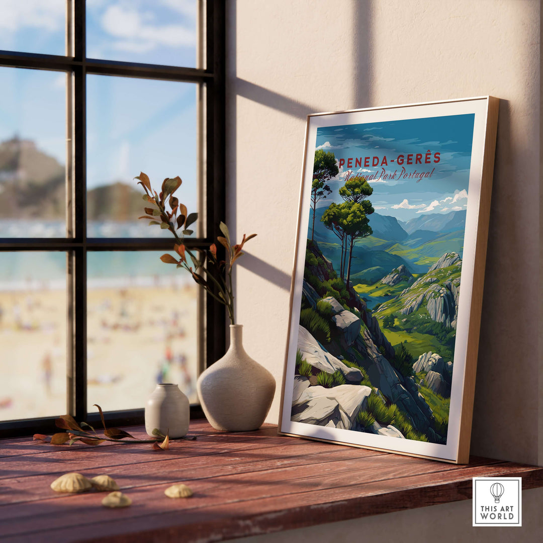 Peneda-Gerês Portugal Serra do Gerês View Print | Nature Park Wall Decor displayed in a cozy indoor setting.