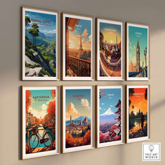 Peneda-Gerês Portugal Serra do Gerês View Print | Nature Park Wall Decor collection of travel posters on a wall