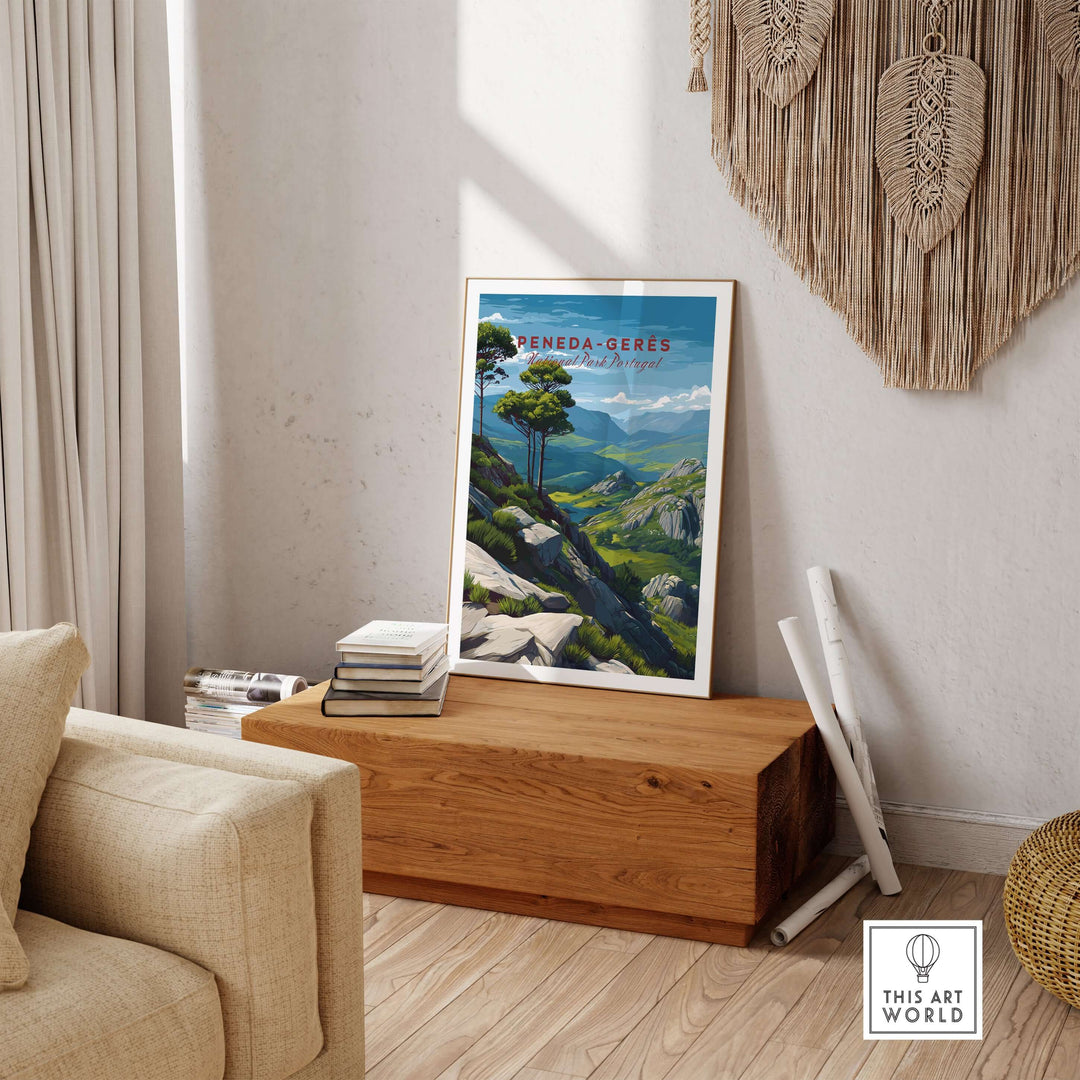 Peneda-Gerês Portugal Serra do Gerês View Print | Nature Park Wall Decor displayed in a cozy living room setting.