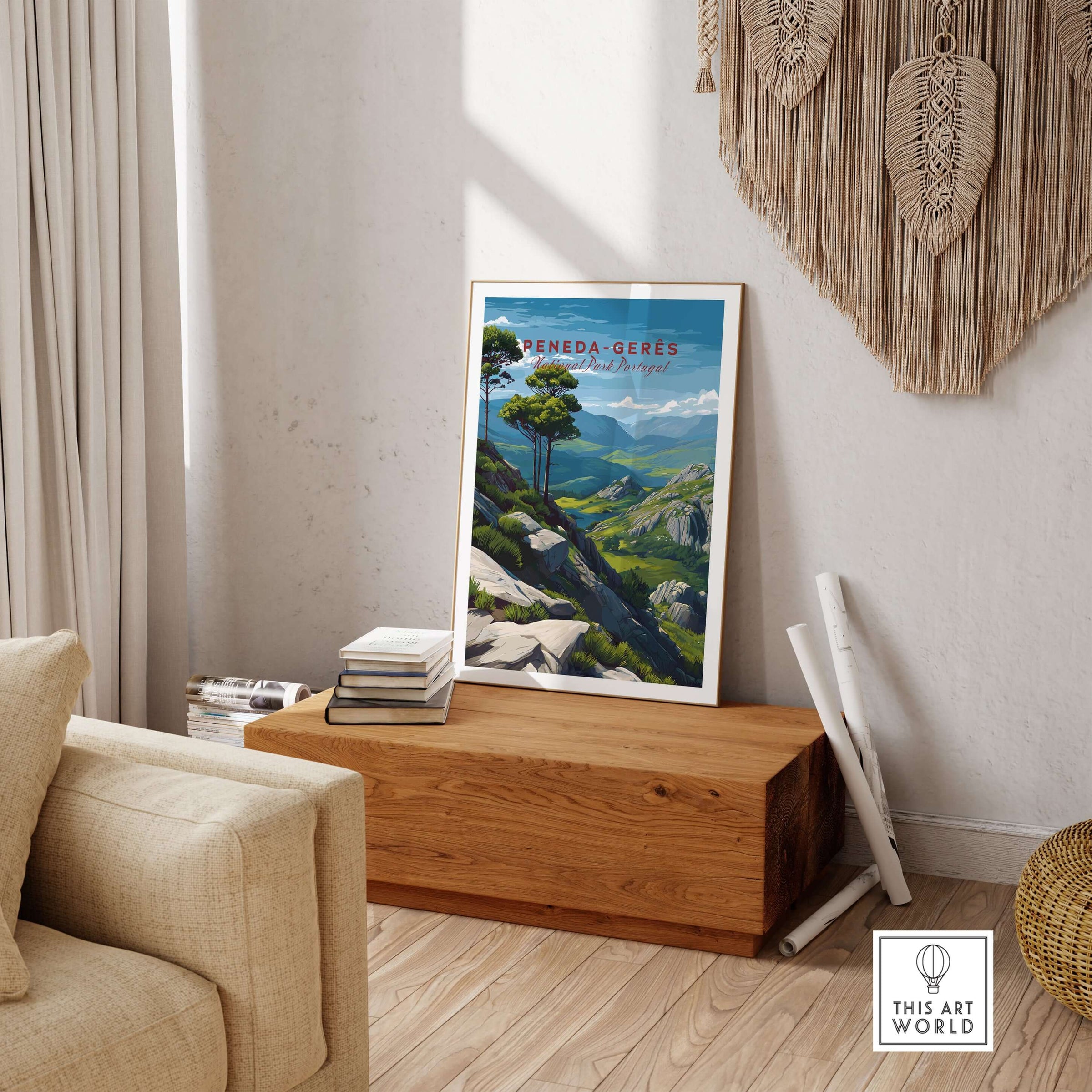 Peneda-Gerês Portugal Serra do Gerês View Print | Nature Park Wall Decor in modern living room setting.