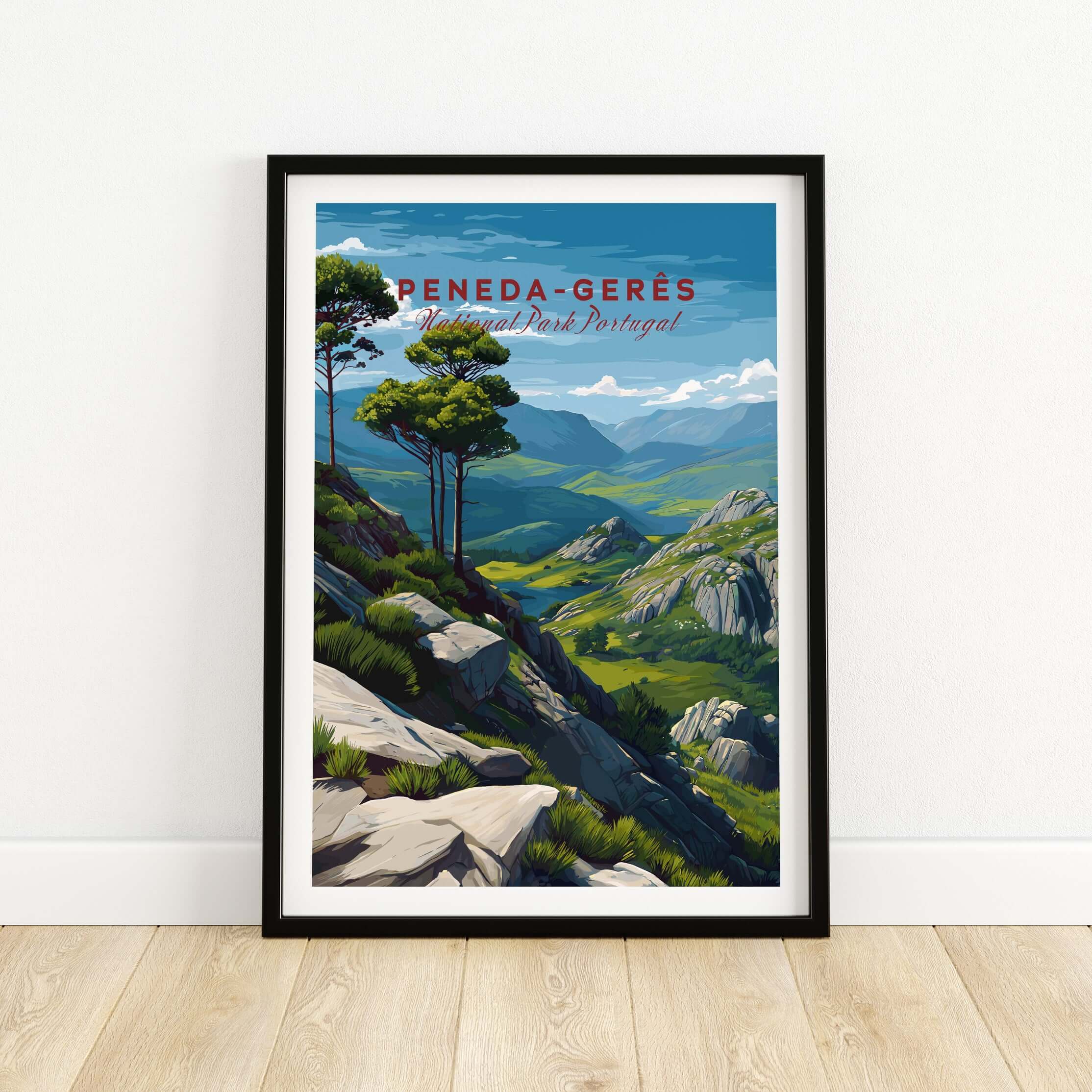 Peneda-Gerês Portugal Serra do Gerês View Print | Nature Park Wall Decor showcasing a stunning landscape and lush greenery.
