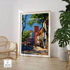 Perpignan Art Print - French Village Poster - Colorful Houses Wall Decor showcasing vibrant architecture and scenic beauty