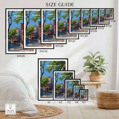 Perpignan Art Print - French Village Poster - Colorful Houses Wall Decor Size Guide and Framing Options