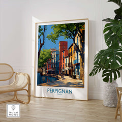 Perpignan Poster - France Travel Print - French Buildings Wall Art showcasing the vibrant architecture of Perpignan.