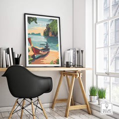 Phuket Print showcasing a vibrant beach scene, perfect for adding exotic elegance to any room.